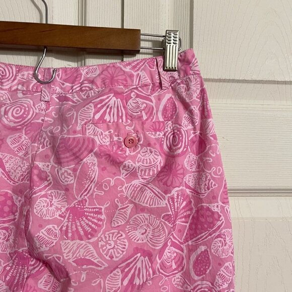 Lilly Pulitzer Womens Pink Seashell Crochet Trim Cropped Straight Leg Pants Sz 6 - Picture 4 of 9